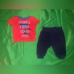 Carter's Navy Blue Baby Pants 3M with Children’s Place Shirt 3-6 Month Outfit